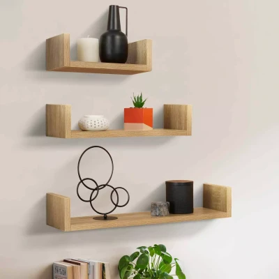 Abbildung von 3er Set Wandregale in Buchenoptik 60/45/30 cm
