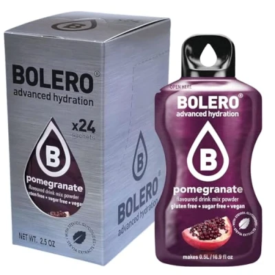 Abbildung von Bolero POMEGRANATE 24x3g Saftpulver ohne Zucker, gesüßt mit Stevia + Vitamin C geeignet für Kinder, Sportler und Diabetiker glutenfrei veganfreundlich Granatapfelgeschmack
