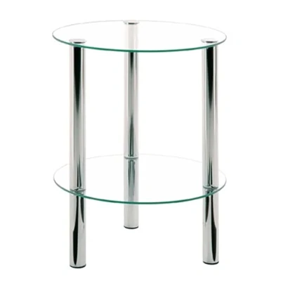 Abbildung von HAKU Möbel Beistelltisch chrom, Metall, Sicherheitsglas Maße: H 47 cm x Ø 35 cm, Style: Modern