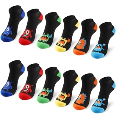 Abbildung von Libella 12er Kinder Jungen Socken mit niedlichen Mustern Turnschuhe farbige Baumwolle 2879 35 38