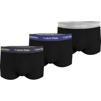 Abbildung von Calvin Klein Herren 3er Pack Boxershorts Low Rise Trunks Baumwolle mit Stretch, Schwarz (B Ptm Gry, Spc Blu, Vprs Gry Wbs), S