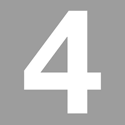 Abbildung von Zahlen Aufkleber Nr. 4 in weiß I Höhe 10 cm selbstklebende Haus Nummer, Ziffer zum Aufkleben für Außen, Briefkasten, Tür wetterfest kfz6744