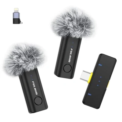 Abbildung von FULAIM Lavalier Mikrofon Kabellos, Mini Handy für iPhone Androide PC, Ansteckmikrofon Wireless mit Lärmreduzierung Videoaufnahmen, Vlog, YouTube, TikTok Live