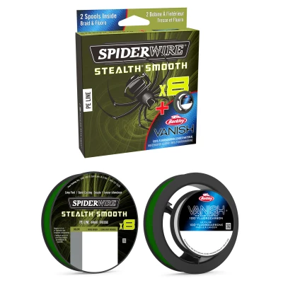 Abbildung von SpiderWire Stealth Smooth 8 and Berkley FC Duo Spool 0,11mm &amp; 0,32mm Geflochtene Schnur