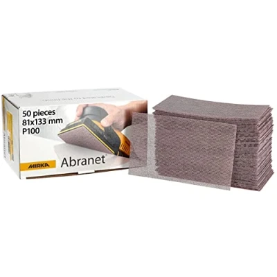 Abbildung von Mirka Abranet Netz Schleifstreifen 81x133 mm Klett / Korn P100 50 Stk zum Schleifen von Holz, Spachtel, Lack, Kunststoff 5417805010