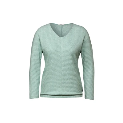 Abbildung von Cecil Melangelook Ottoman Langarmshirt, Damen, Größe: XL, Grün