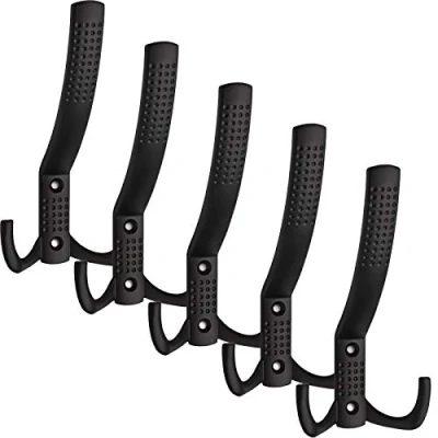 Abbildung von SO TECH® Garderobenhaken Kleiderhaken JASMIN BA 32 mm, Zinkdruckguss, Bohrlochabstand mm (5 St), groß (H x B T: 143 76 67 mm), schwarz