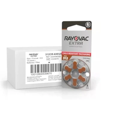 Abbildung von Rayovac Extra 312 batterijen voor de hoorapparaten PR41, 312AE, A312, DA312, P312 en PR312H, 60 stuks