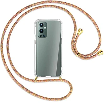 Abbildung von mtb more energy® Handykette kompatibel mit OnePlus 9 Pro (6.7&#039;&#039;) Rainbow/Gold Smartphone Hülle zum Umhängen Anti Shock Full TPU Case