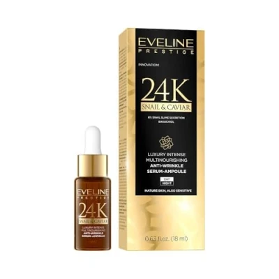 Abbildung von Eveline Cosmetics Prestige 24k Snail&amp;Caviar Luxuriöses Schneckenschleim Serum Gesicht mit mehreren Nährstoffen