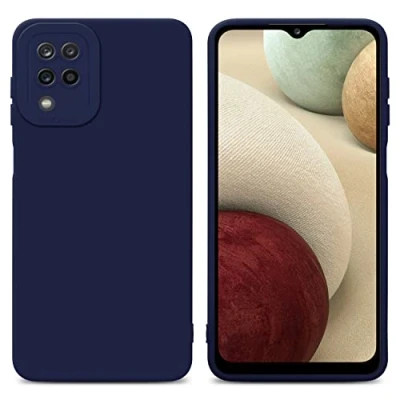 Abbildung von Cadorabo Hülle kompatibel mit Samsung Galaxy A12 / M12 Schutzhülle TPU Silikon Case Liquid Design Kameraschutz Slim Kratzfest Weiche Gummi Rundumschutz für in Blau