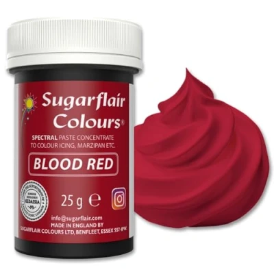 Abbildung von Sugarflair Lebensmittelfarbe Pasta Blutrot, Lebensmittel Farbe für Fondant und Marzipan, Spectral Concentrated Paste Colours 25g