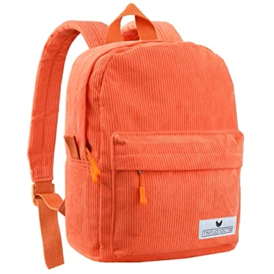 Abbildung von Tinyloaders Kinderrucksack Kord Cord Unisex Kinder Rucksack Backpack Freizeitrucksack Daypack Freizeit Jungen Mädchen Boy Girl Kindergarten Schule, Orange