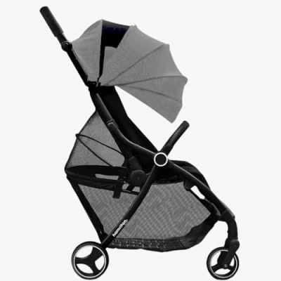 Abbildung von Hamilton by Yoop XL Kinderwagen Premium buggy Mit MagicFold™ Extra großer Gepäckraum Verstellbarer Griff Becherhalter Leichter und wendiger Melange Hellgrau