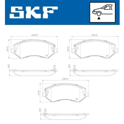 Abbildung von SKF VKBP 81078 A Bremsbelagsatz mit akustischer Verschleißwarnung CHRYSLER: VOYAGER 4, JEEP: Cherokee III