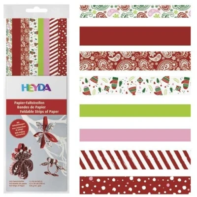 Abbildung von 5 x Heyda Papierstreifen 1x30cm/1,5x30cm rot/weiß VE=160 Stück