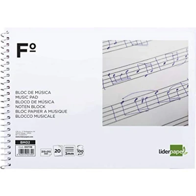 Abbildung von Liderpapel Musikblock, Pentagramm, 3 mm, 20 Blatt, 100 g/m²