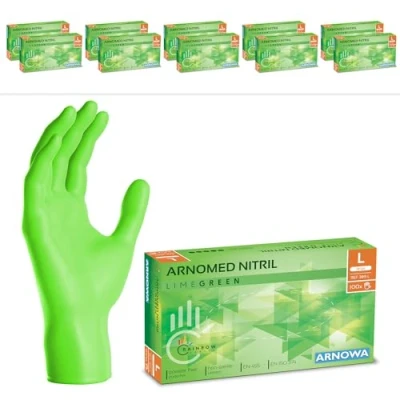 Abbildung von 2000 Stück ARNOMED Einweghandschuhe Grün, Einmalhandschuhe L, Nitril Handschuhe Einweg, Nitrilhandschuhe puderfrei, Gummihandschuhe Schutzhandschuhe, in XS, S, M, XL