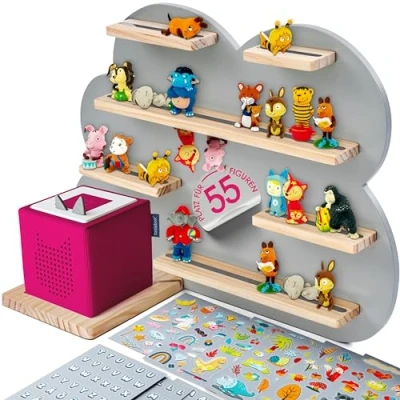 Abbildung von Milula Studios Tonie Regal Wolke Groß für 55 Tonie, Toniebox &amp; Hörfiguren, Mädchen Junge, Aufbewahrung, Figuren, Tonieregal
