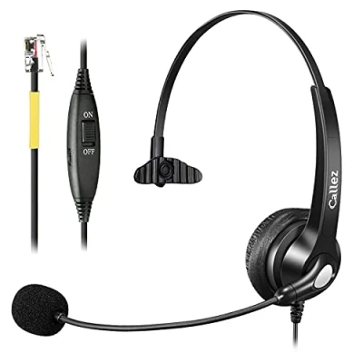 Abbildung von Telefon Headset RJ9 mit Mikrofon Noise Cancelling, Festnetztelefon Kopfhörer Kompatibel Snom D712 D725 D785 Yealink SIP T40G T41S T46S Grandstream GXP1625 Avaya J179 9608 Cisco Büro Call Center