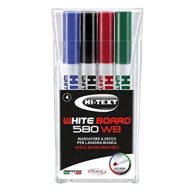 Abbildung von Hi Text Marcatore per lavagna 580WB, punta tonda, busta 4 colori: nero, rosso, blu, verde