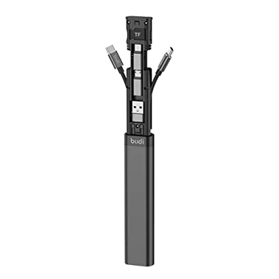 Abbildung von fonefunshop Budi Multifunktionales 9 in 1 Lade und Datenkabel, Schwarz