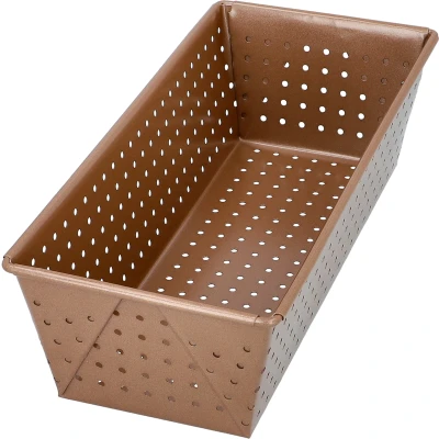 Abbildung von Birkmann, Laib &amp; Seele, perforierte Brotbackform, 25 cm, Backform für kleine Brote, aus bronzefarbenen Karbonstahl, mit Antihaftbeschichtung und Rezepten, 210516