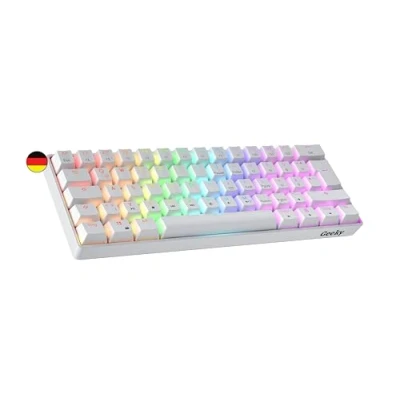 Abbildung von Geeky GK61 60% Hot Swappable Mechanische Gaming Tastatur 62 Tasten Multi Color RGB LED Hintergrundbeleuchtung für PC/Mac Gamer ISO DE Qwertz Deutsches Layout (Weiß, Mechanical Speed Yellow)