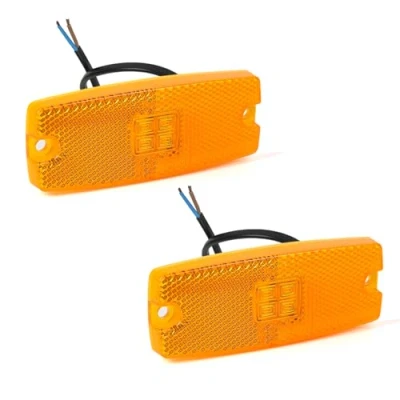 Abbildung von AOHEWEI 2 x Gelb LED Seitenmarkierungsleuchten Lkw Markierungsleuchten Pkw Anzeige Positionsleuchte Lampe Vorderseite mit Reflektor für Anhänger Van Wohnwagen 10 30V ECE genehmigt (Gelb)