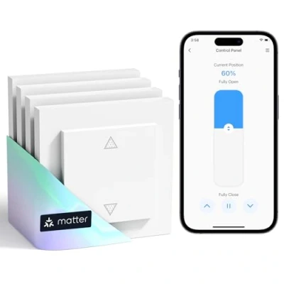 Abbildung von Meross Matter Wlan Rolladenschalter Smart (NEUTRALKABEL ERFORDERLICH), Home Rolladensteuerung für Jalousien kompatibel mit Alexa，Apple HomeKit und Google Home, 4 Stück