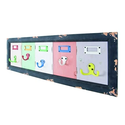 Abbildung von HAKU Möbel Wandgarderobe bunt, Vintage, Massivholz, Metall Maße: B 66 cm x H 21 T 5 cm, Style: Industrial