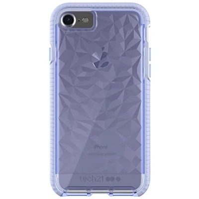 Abbildung von Tech21 Evo Gem Drop Proof Schutzhülle für iPhone SE 2022 3rd Gen / 2020 8 7 6 Ultra Thin Clear Back, Anti Scratch Lila Bulk Packaging