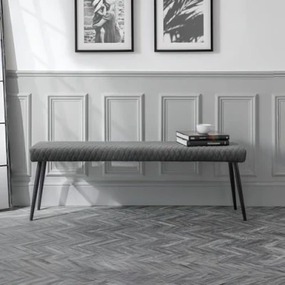 Abbildung von Julian Bowen Luxe Low Bench, Grau, Höhe: 47, Breite: 140, Tiefe: 37cm