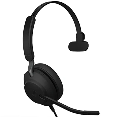Abbildung von Jabra Evolve2 40 SE Kabelgebundenes Stereo Headset mit Geräuschunterdrückung und 3 Mikrofon Technologie USB C Kabel für MS Teams zertifiziert, auch anderen Plattformen kompatibel Schwarz