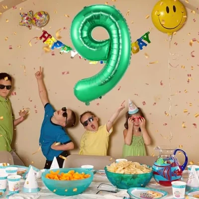 Abbildung von balloon Geburtstag zahlen Grün luftballon 9 jahre Folienballon für Mädchen Junge in 40&quot;Geburtstagsdeko Kindergeburtstag Ballon Zahl Deko fliegt mit Helium