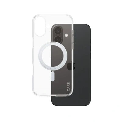 Abbildung von Apple iPhone 16 Plus Hülle MagSafe Recycelter Kunststoff Hard Case/Backcover Handyhülle Silber Shockproof/Stoßfest mit Foto od. Logo