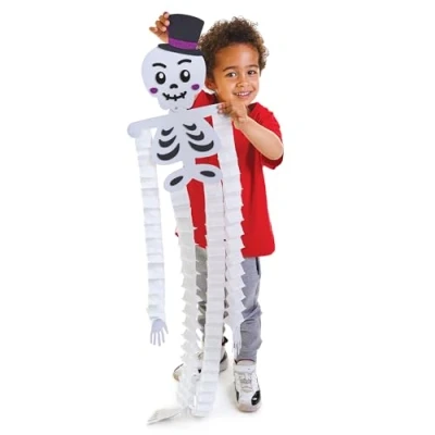 Abbildung von Baker Ross FN295 Großes Skelett Streamer Hängende Dekoration Kits Packung mit 4, Halloween Kunst und Handwerk für Kinder, Dekorationen