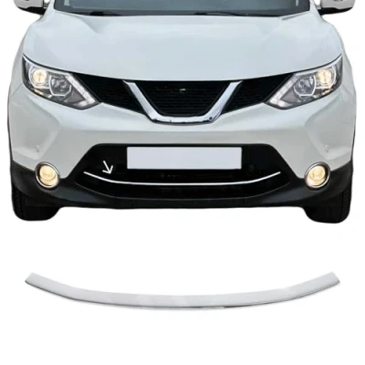 Abbildung von OMAC Kühlergrill Leisten Grillleisten kompatibel mit Nissan Qashqai J11 2014 2017, Stoßstangenleiste, Chrom, Silber