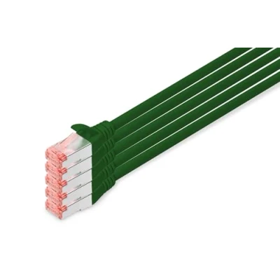 Abbildung von DIGITUS LAN Kabel Cat 6 10m 5 Stück RJ45 Netzwerkkabel S/FTP Geschirmt Kompatibel zu 6A &amp; 7 Grün
