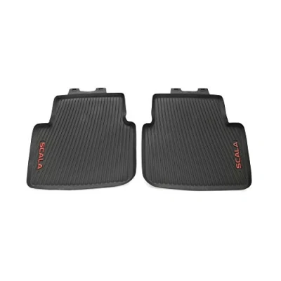 Abbildung von Skoda 657061512C Allwetterfußmatten 2X hinten Gummimatten Gummi Fußmatten, rot, mit Scala Schriftzug