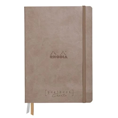 Abbildung von Clairefontaine Rhodia 194151C Rhodiarama, Goalbook Creation DIN A5 mit festem Umschlag, 50 Blatt Lavis technique weiß blanko 200g, Gummizugverschluss, 1 Stück, Maulwurfsgrau