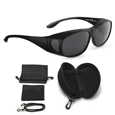Abbildung von FALINGO Sonnenbrille Überzieh Überziehbrille CLASSIC EDITION polarisiert UV400 Extrablenden an Ober und Unterseite schützen vor Sonne Wind