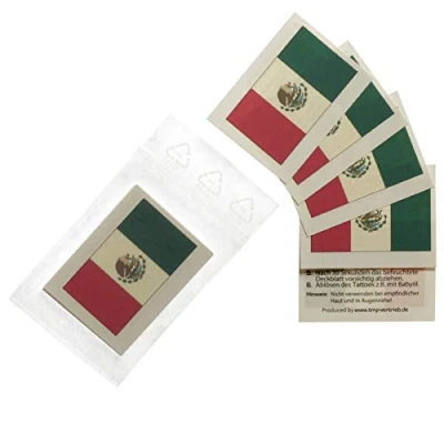 Abbildung von 10 x Mexiko Tattoo Fan Fahnen Set WM 2018 Mexico Temporary Flag (10)