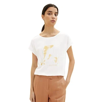 Abbildung von TOM TAILOR Damen 1036773 T Shirt, 10315 Whisper White, S