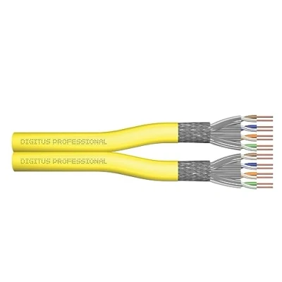 Abbildung von DIGITUS 100 m Cat 7A Netzwerkkabel S FTP (PiMF) Duplex BauPVO Dca LSZH Halogenfrei 1500 MHz Kupfer AWG 22/1 PoE+ Kompatibel LAN Kabel Verlegekabel Ethernet Gelb