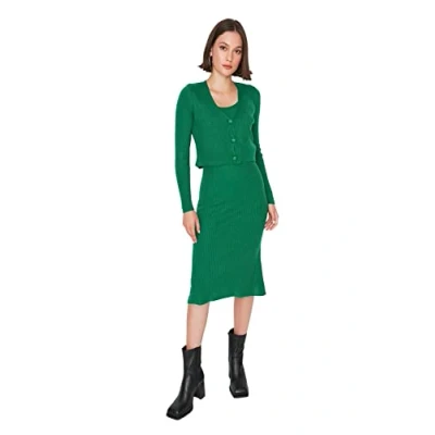 Abbildung von Trendyol Damen Woman Design Maxi Standard Crew Neck Woven Dress Kleid, Navy Blue, Small