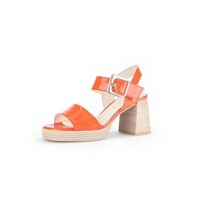 Abbildung von Gabor Damen Riemchensandalen, Frauen Sandalen,Sommersandalen,Sommerschuhe,Freizeitschuhe,offene Schuhe,Strandschuhe,Absatz,Pumpkin,38 EU / 5 UK