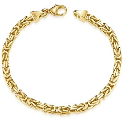 Abbildung von Materia Königsarmband Herren Gold massiv 5mm 19 24cm SA 145, Sterlingsilber, vergoldet