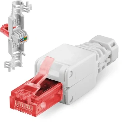 Abbildung von goobay 44738 CAT6 UTP RJ45 Netzwerk Stecker werkzeugfreie Montage weiß