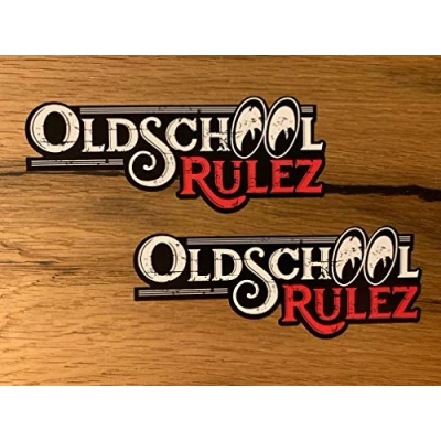 Abbildung von 24/7stickers MG408 / 2X Oldschool Aufkleber 13x5cm Vintage Sticker Oldtimer Old Guys Rules Hot Rod Retro Auto Motorrad Biker COOL